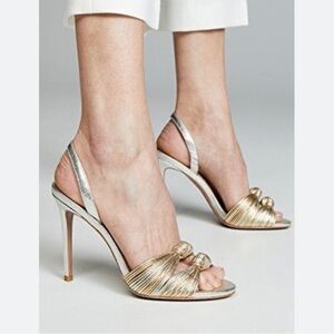 Veronica Beard leather metallic knot sandals